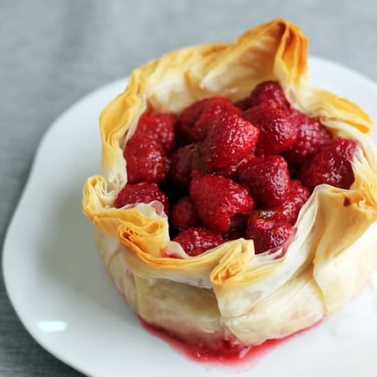 Brie Phyllo Torte & Raspberries