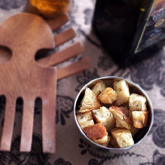 Homemade Croutons and Vegan Bacos