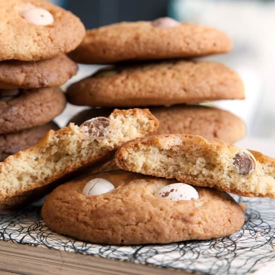 Chewy cookies with mini eggs