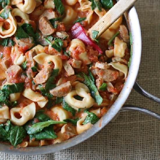 Creamy Sausage & Spinach Tortellini