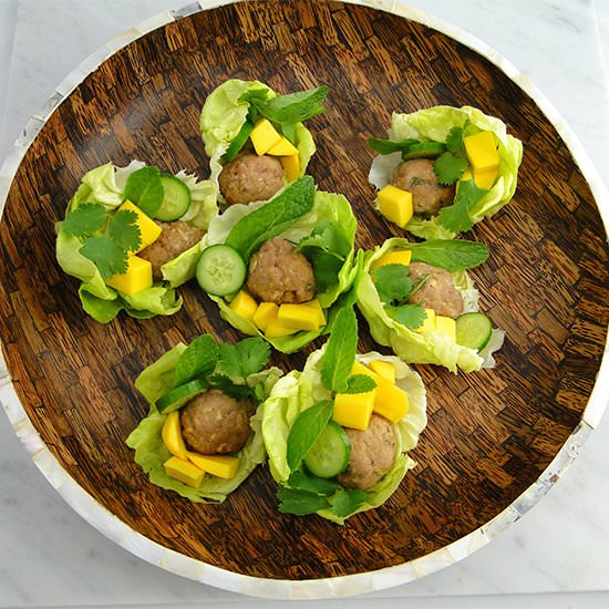 Thai-Style Meatballs in Lettuce Cup