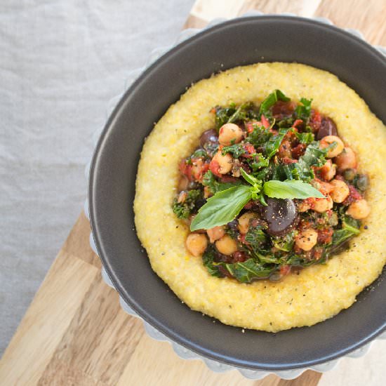 Kale Puttanesca & Creamy Polenta