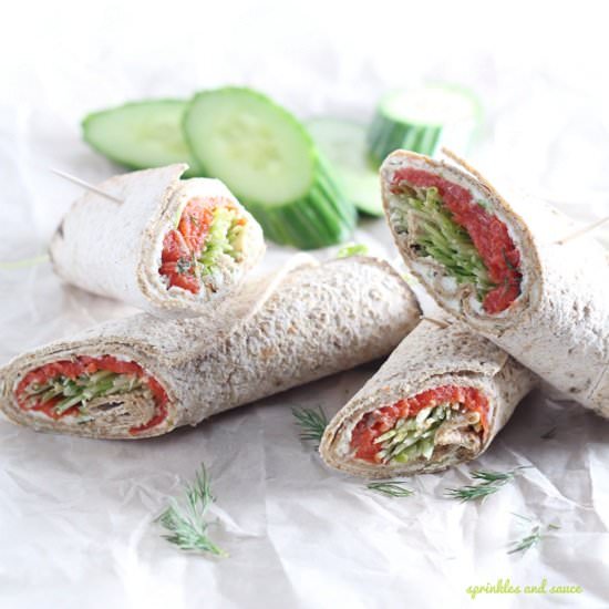 Smoked Salmon Wrap with Pea Shoots