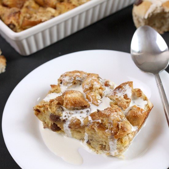 Hot Cross Bun Bread Pudding