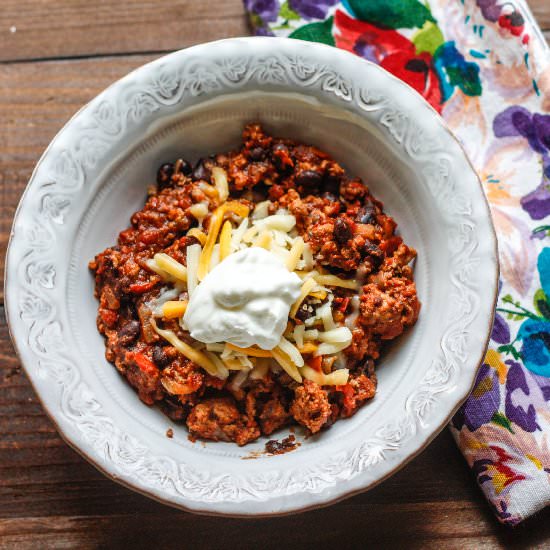Quick Turkey Black Bean Chili