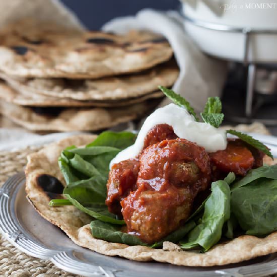 Moroccan Meatballs & Homemade Naan