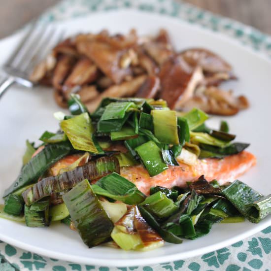Roasted Salmon with Leeks
