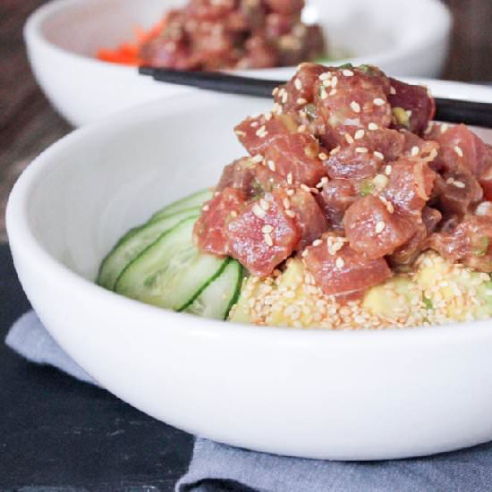 Ahi Tuna Poke Bowls w/Brown Rice