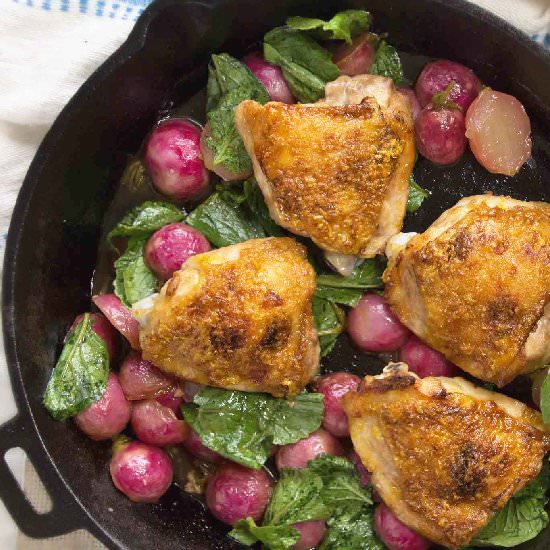 Roasted Chicken with Radishes