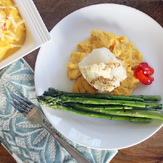 Seared Cod w/ Saffron Almond Butter