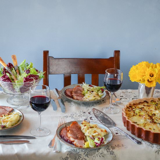 Potato, Pancetta and Leek Gratin