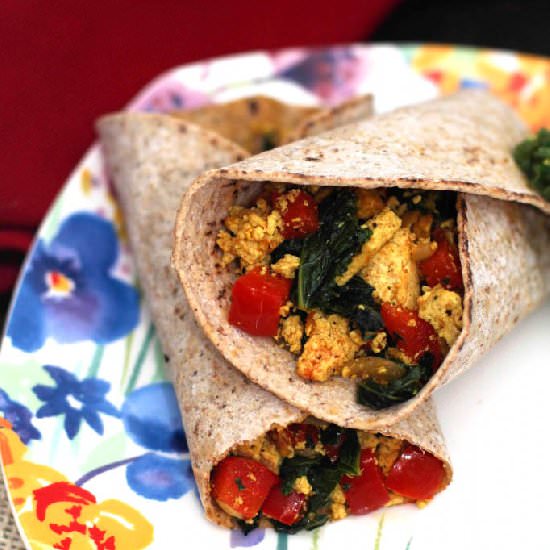 Scrambled Tofu + Kale Burritos