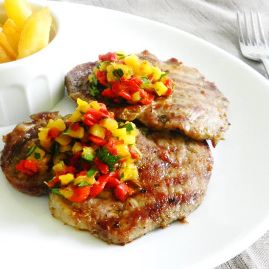 Pork Neck Chop with Pineapple Salsa