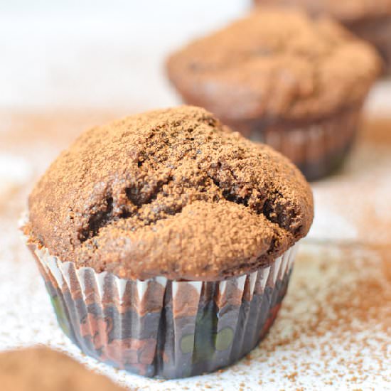 Double Choco Banana Oat Muffins