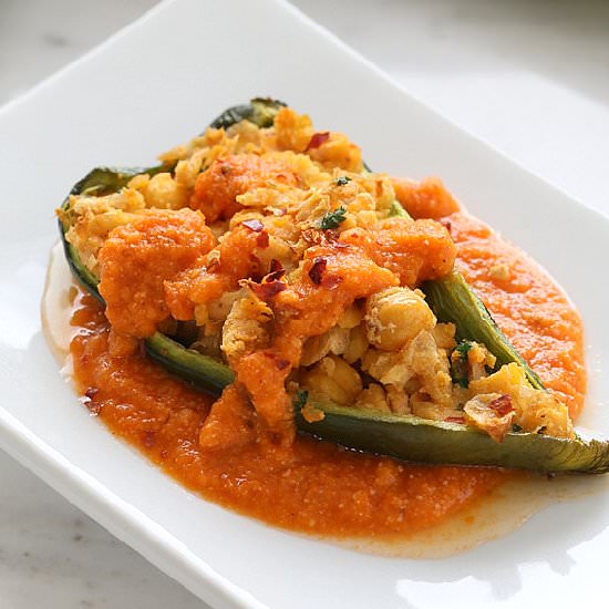 Chickpea Stuffed Poblano peppers