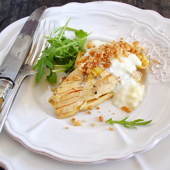Chicken curry with camembert sauce