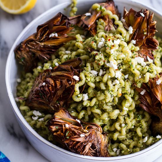 Pan Fried Lemony Artichokes