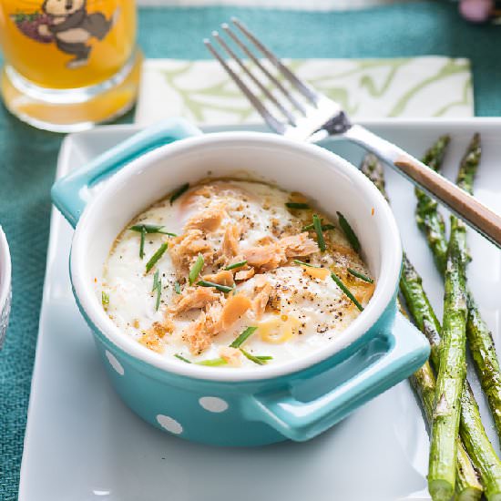 Smoked Salmon Baked Eggs