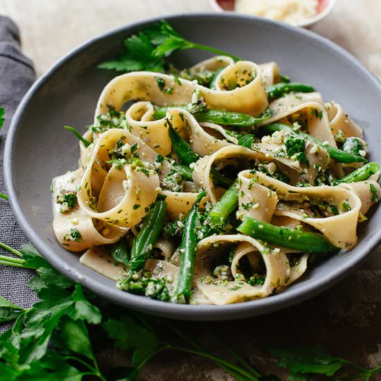 Pasta with Cutting-Board Pesto