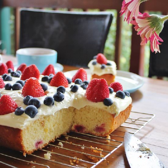 Raspberry Lemon Tray Cake