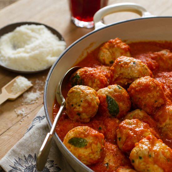 Chicken Meatballs with Fresh Pasta