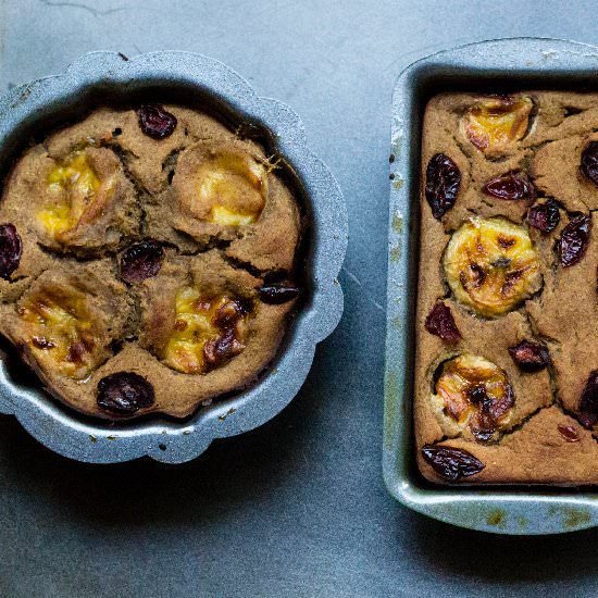 Banana + cranberry blondie cakes