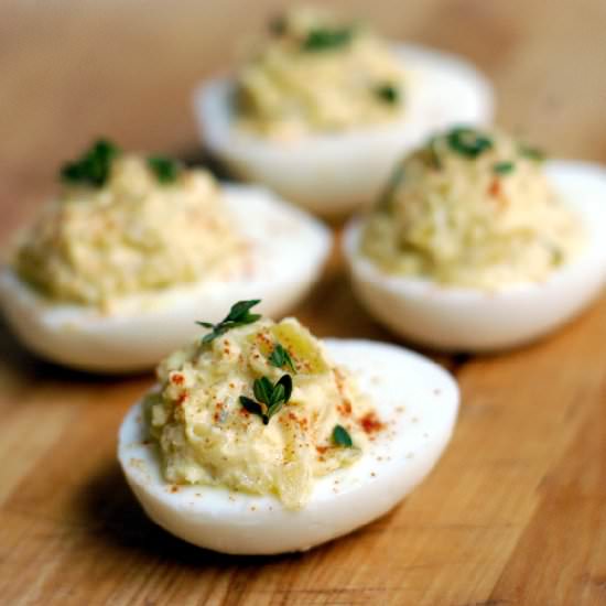 Sauerkraut deviled eggs