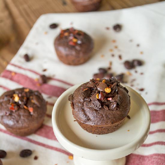 Flourless Chocolate Chili Muffins