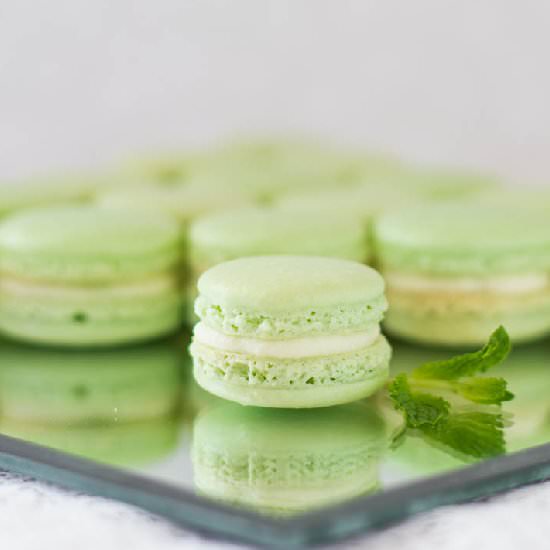 Mint French Macarons