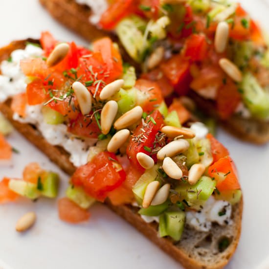 Cucumber and Tomato Tartines