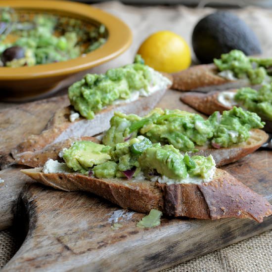 Guacamole & Cream Cheese Tartines