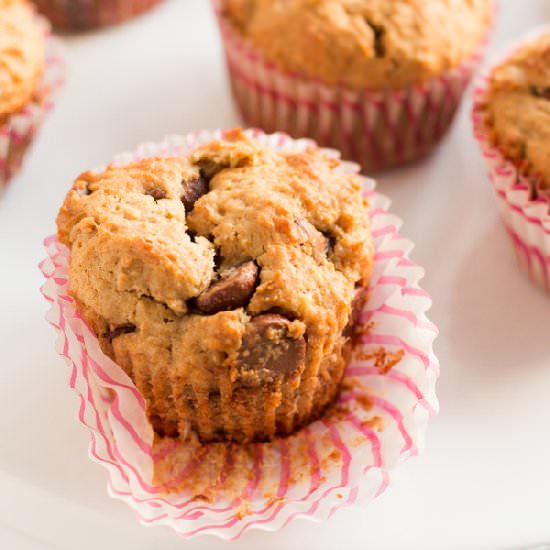 Whole Wheat Banana Biscoff Muffins