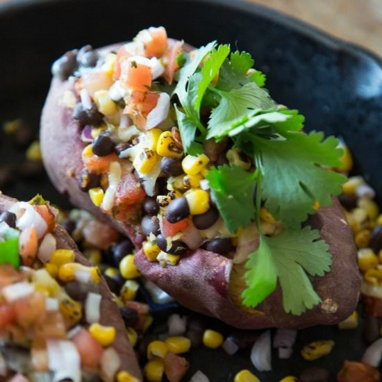 Healthy Loaded Sweet Potatoes