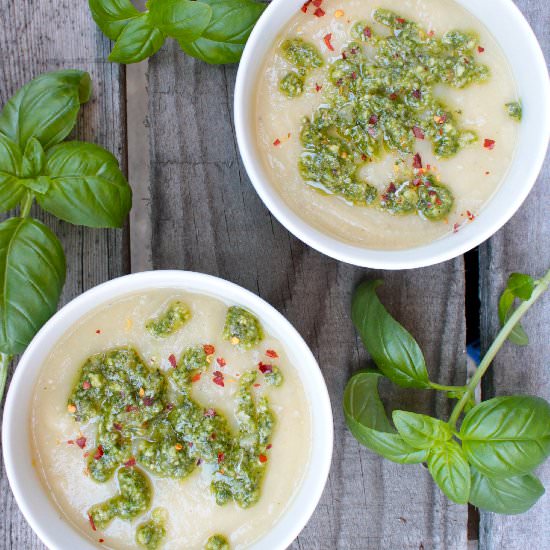 Parsnip Soup with Herb Pesto