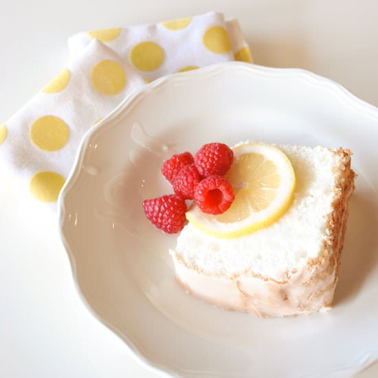 Lemon Raspberry Angel Food Cake