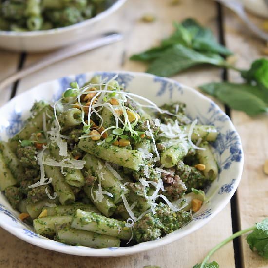 Penne with Lamb & Mint Pesto