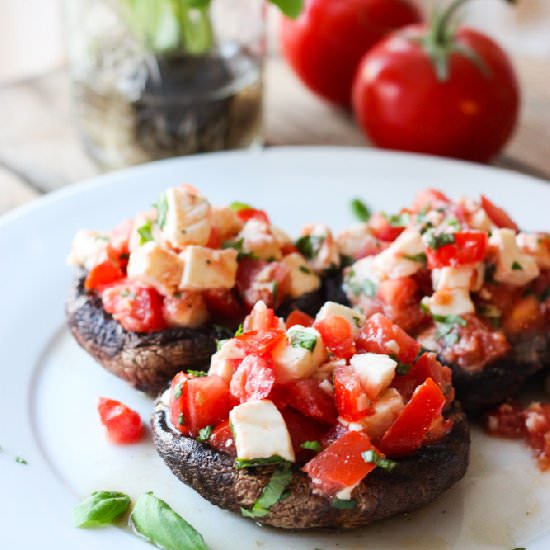 Grilled Caps with Caprese Salad