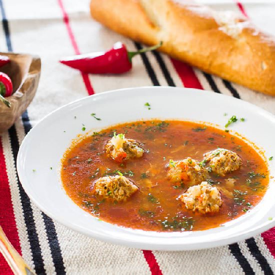 Romanian Meatball Sour Soup