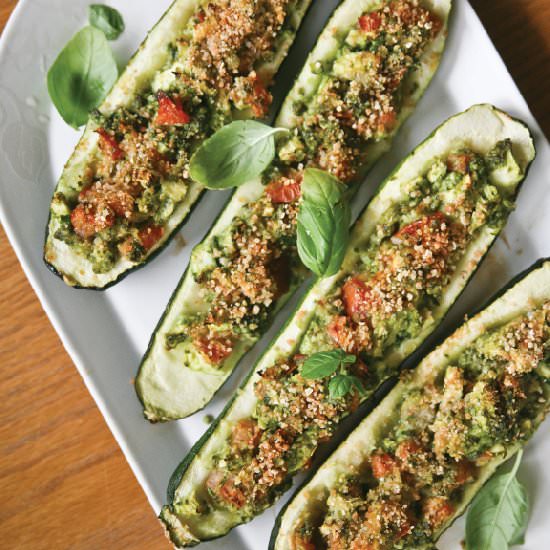 Kale Pesto Baked Zucchini