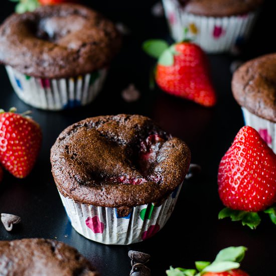 Double Chocolate Strawberry Muffins