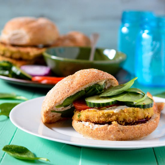 Chickpea Burgers with Tzatziki