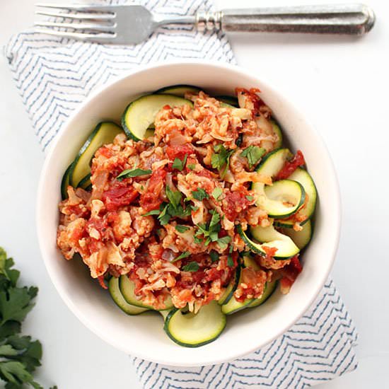 Cauliflower Bolognese with Zoodles