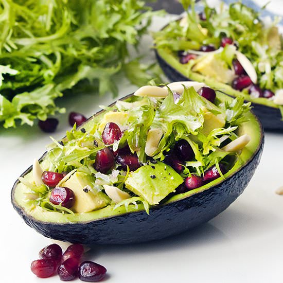 Avocado, Pomegranate Frisée Salad