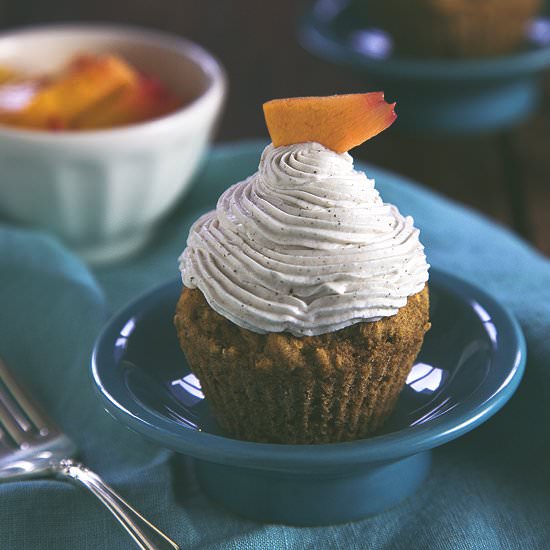 Peaches & Cream Oat Cupcakes
