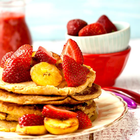 Coconut Pancakes with Strawberries