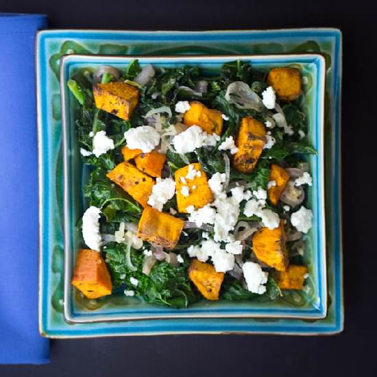 Roasted Sweet Potato Kale Salad