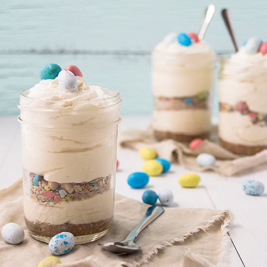 No Bake Malted Cheesecake Jars