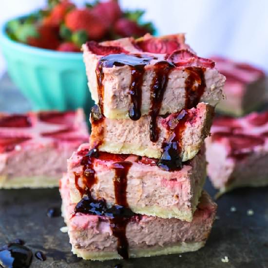 Strawberry Balsamic Cheesecake Bars