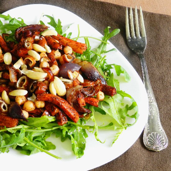 Roasted carrot and chickpea salad