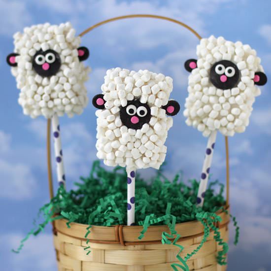 Rice Krispies Treat Lamb Pops